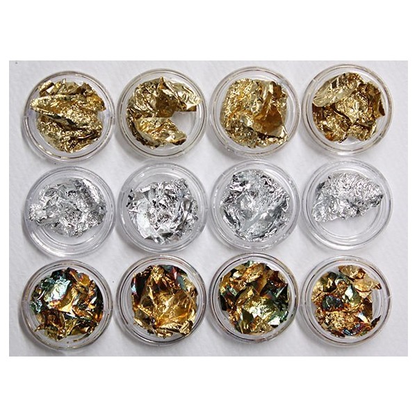 Silver gold leaf foil piece or set