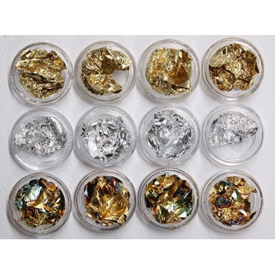 Silver gold leaf foil piece or set