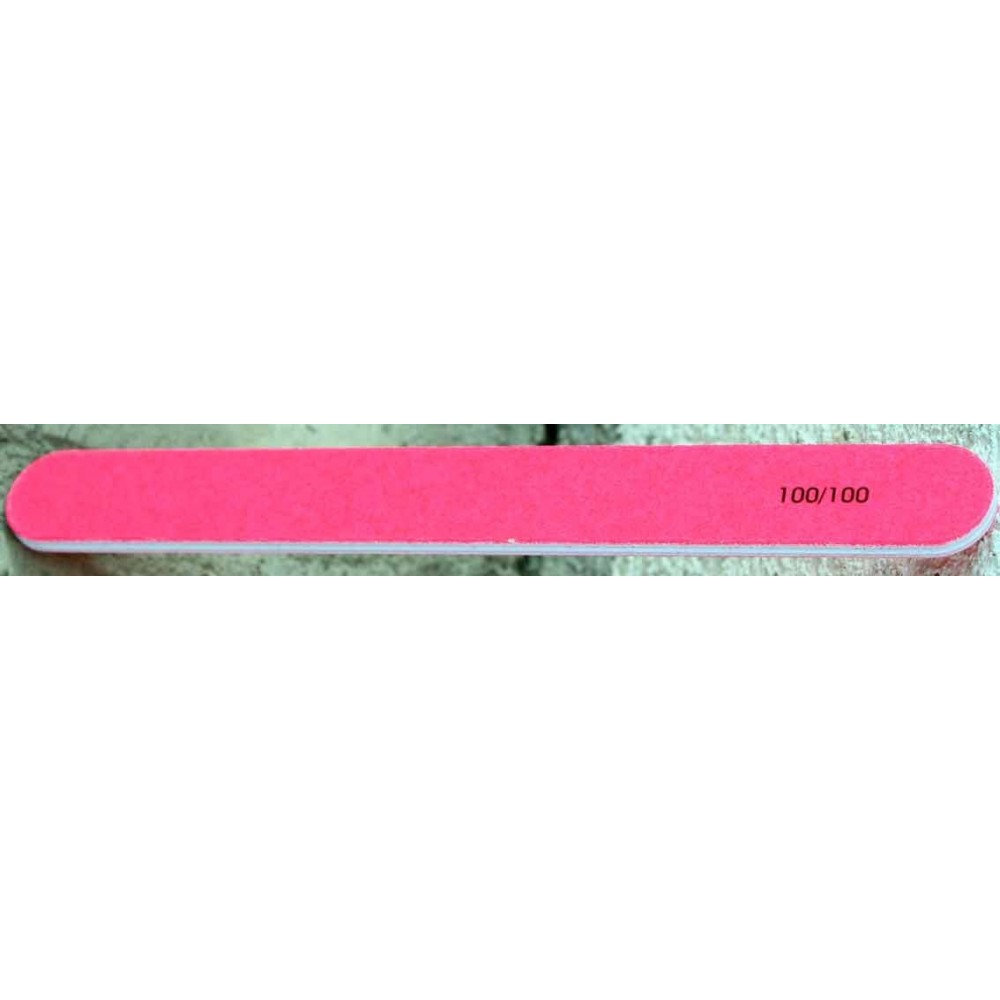 NAIL FILE NEON PINK 100/100 GRID STRAIGHT